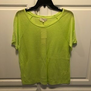 Melloday Green Semi-Sheer Linen Short Sleeve Lightweight Top NWT Women’s Size S